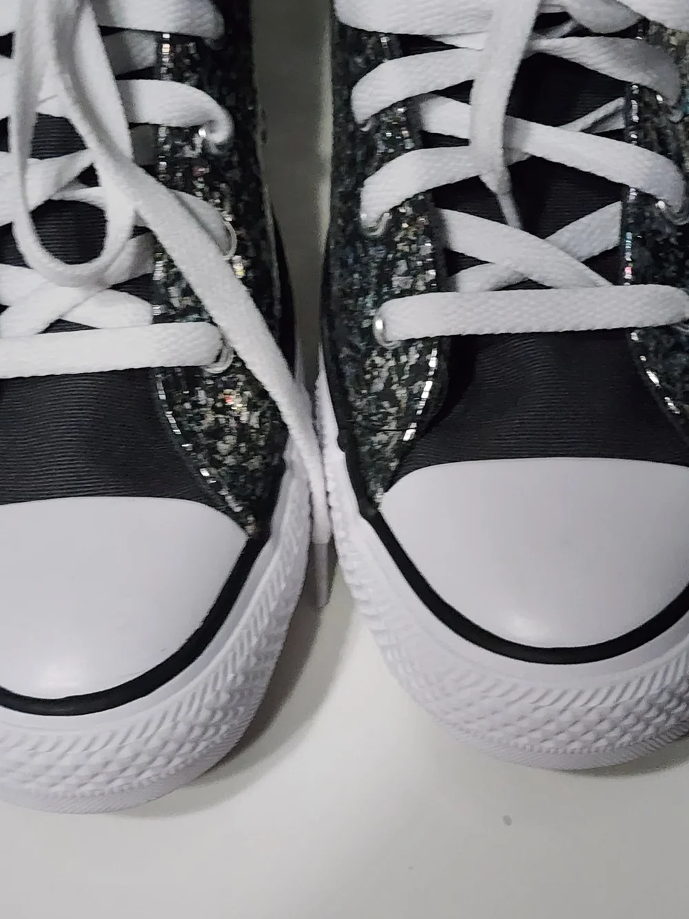 Converse Youth High Top Sneakers in Black with Glitter